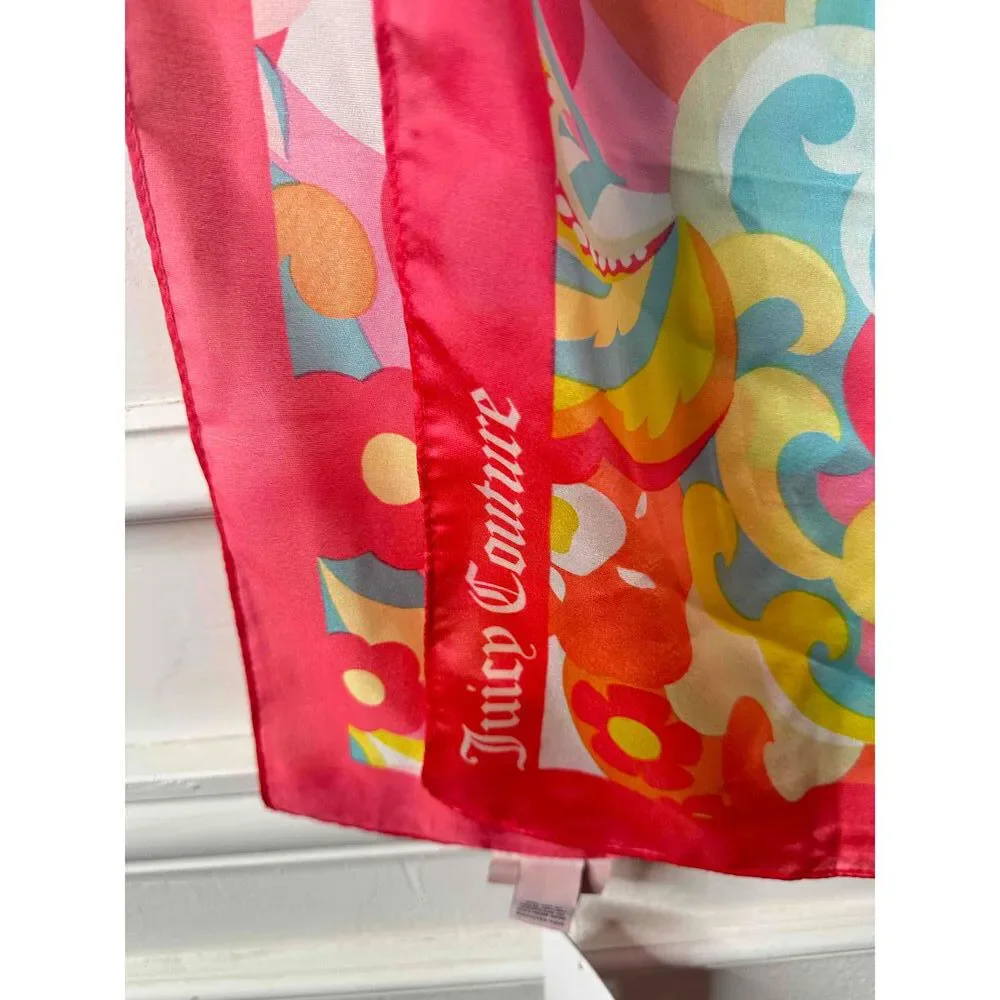NWT Juicy Couture Scarf Womens Size One Size Multicolor Colorful Pattern 36” Sq.